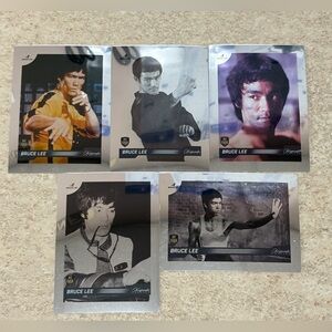 All 5 Bruce Lee Dragon 2024 Silver Chrome Refractor MMA Movie Cards BV $50